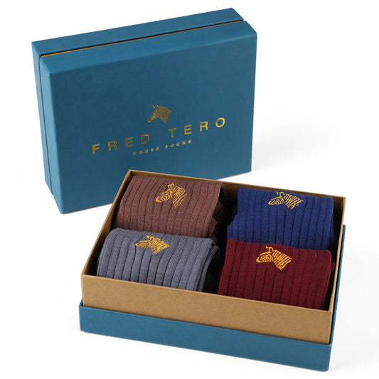 FRED TERO Men’s Crew Dress Socks – Mercerized Cotton Gift Box