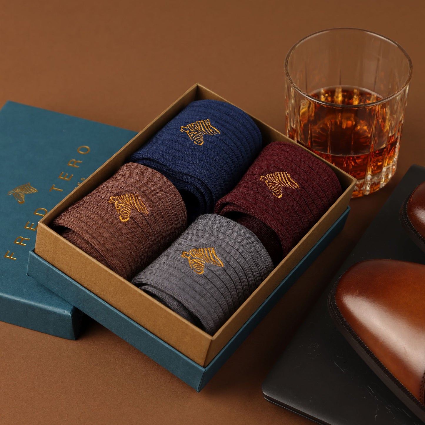 FRED TERO Men’s Crew Dress Socks – Mercerized Cotton Gift Box